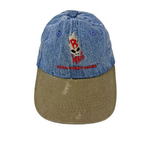Rare VTG Bugle Boy Denim B Ware Strapback Hat Dad Cap 90s Plain Logo Streetwear